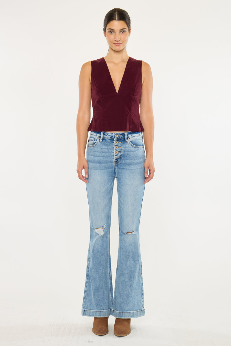 Dixie Ultra High Rise Flare Jeans (Petite) - Official Kancan USA