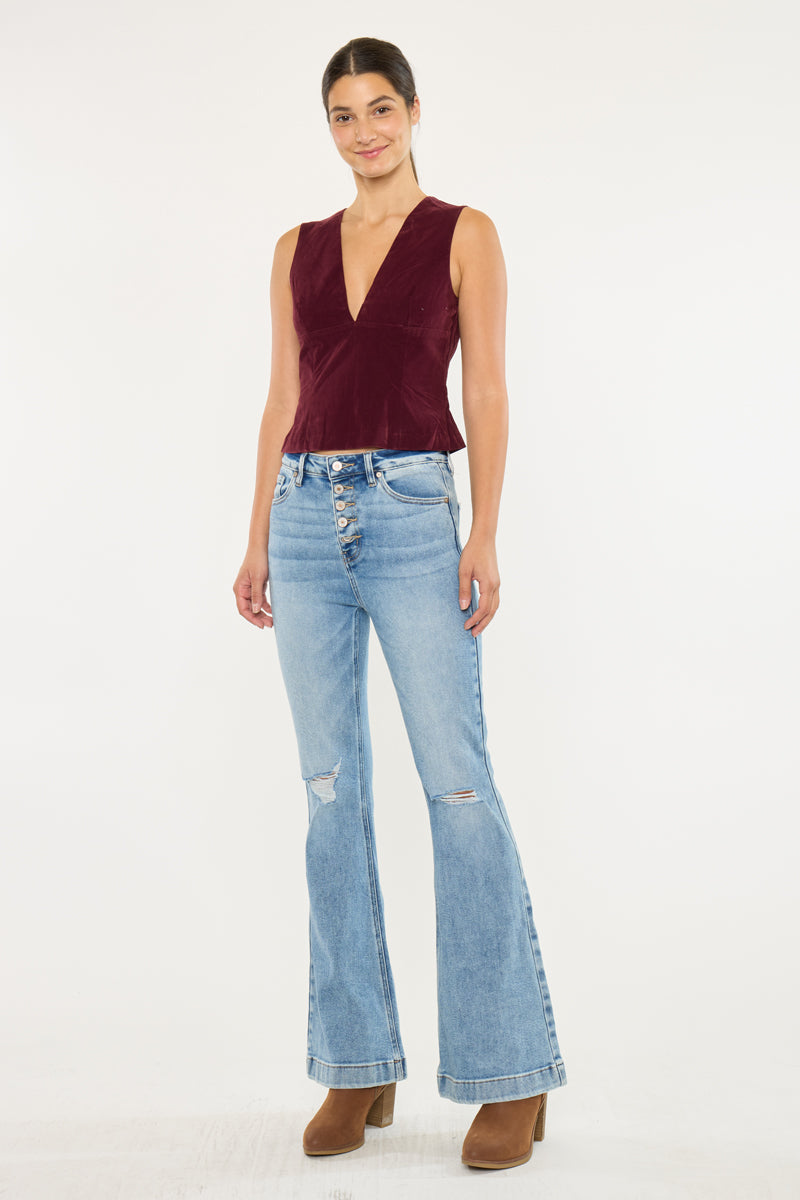 Dixie Ultra High Rise Flare Jeans (Petite) - Official Kancan USA
