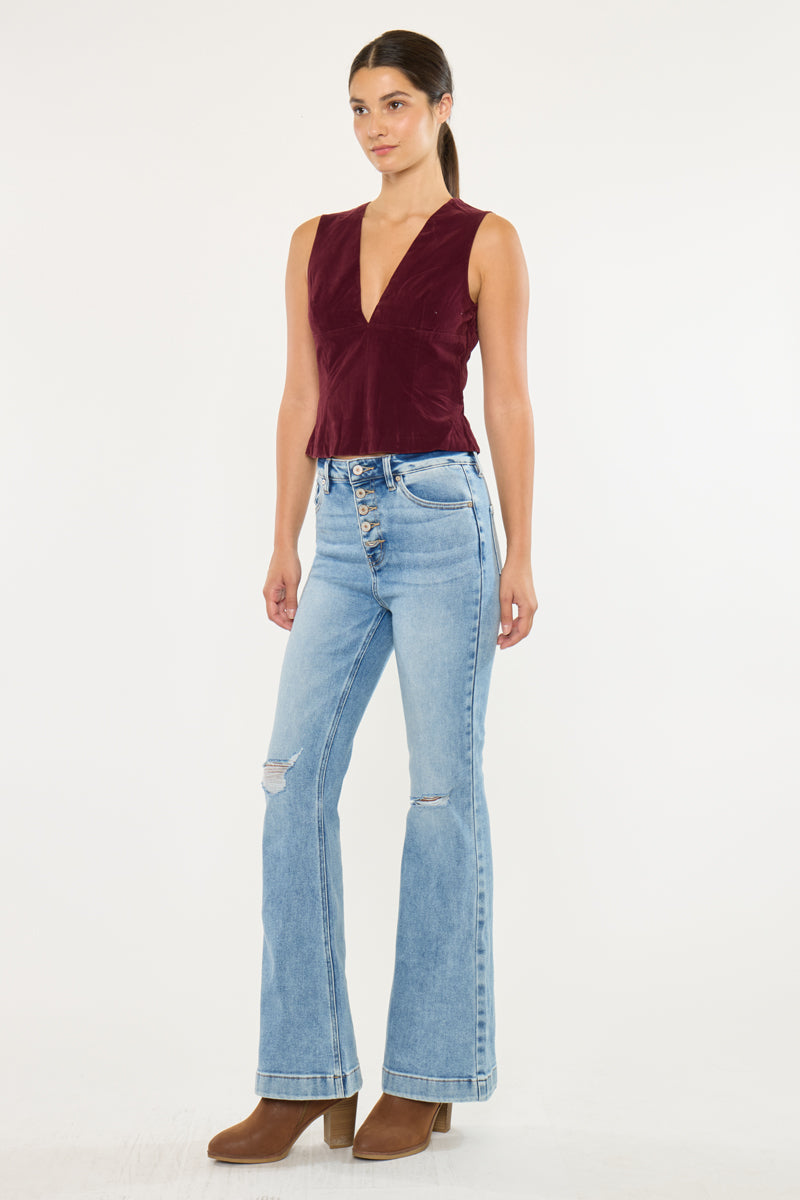 Dixie Ultra High Rise Flare Jeans (Petite) - Official Kancan USA