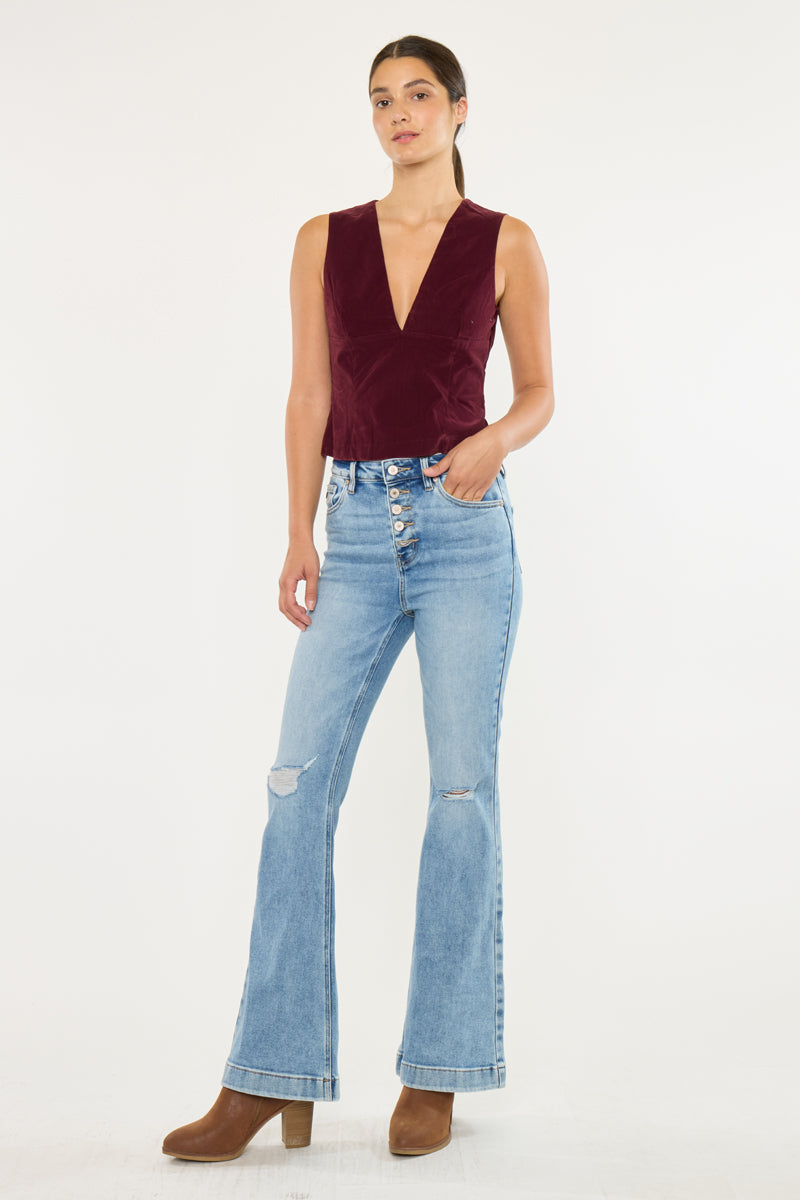 Dixie Ultra High Rise Flare Jeans (Petite) - Official Kancan USA