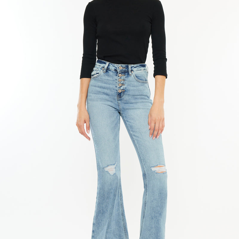 Dixie Ultra High Rise Flare Jeans (Petite) - Official Kancan USA