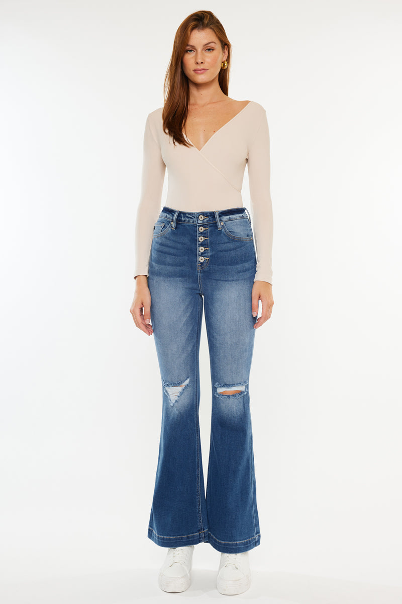 Dixie Ultra High Rise Flare Jeans (Petite) - Official Kancan USA