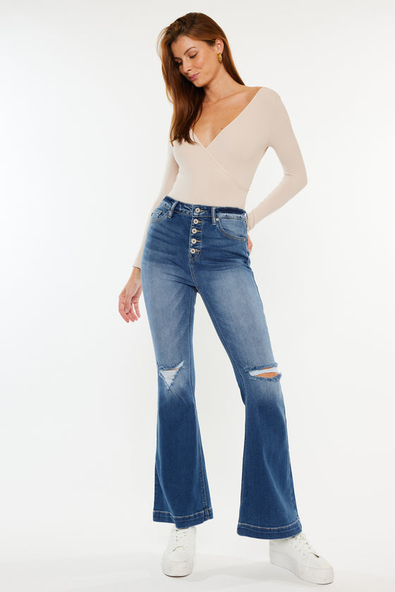 Dixie Ultra High Rise Flare Jeans (Petite) - Official Kancan USA