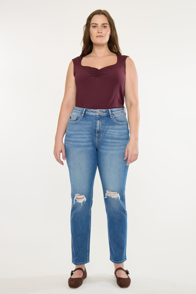 Buni High Rise Slim Straight Leg Jeans (Plus Size)