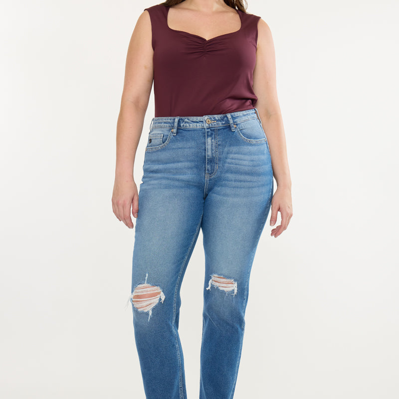Buni High Rise Slim Straight Leg Jeans (Plus Size)