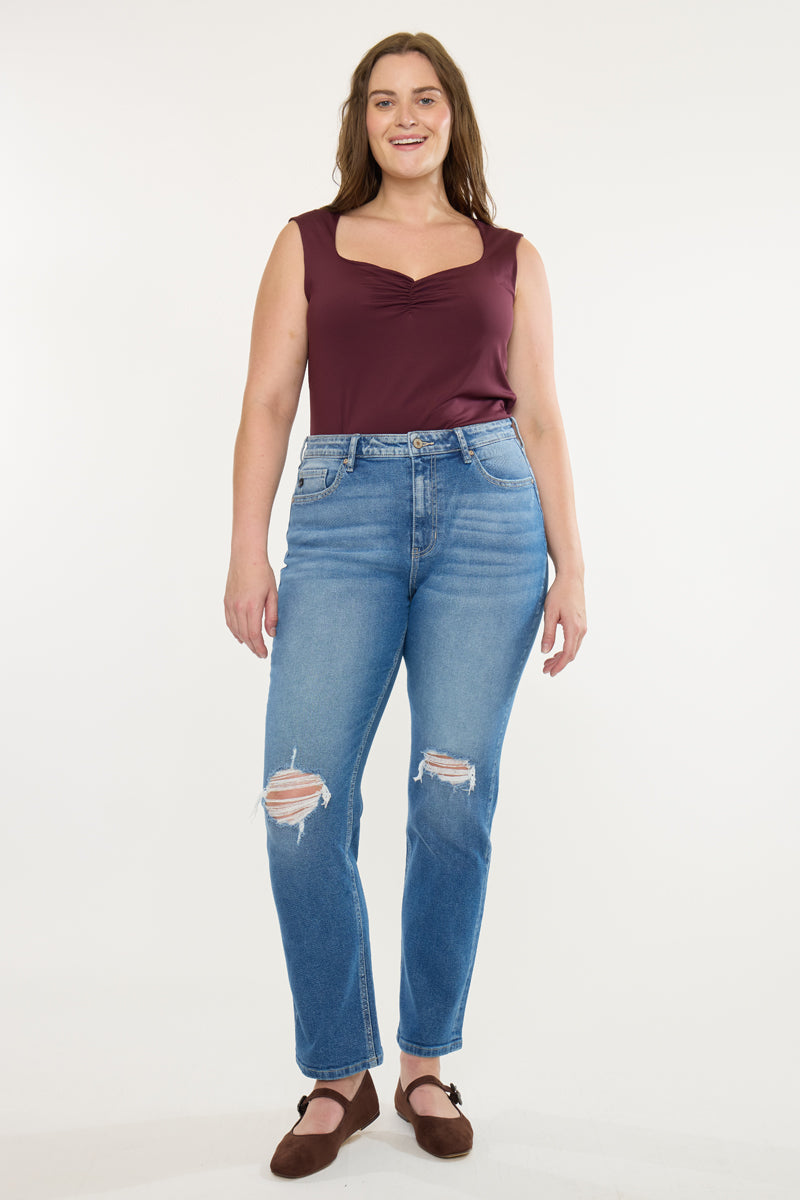 Buni High Rise Slim Straight Leg Jeans (Plus Size)