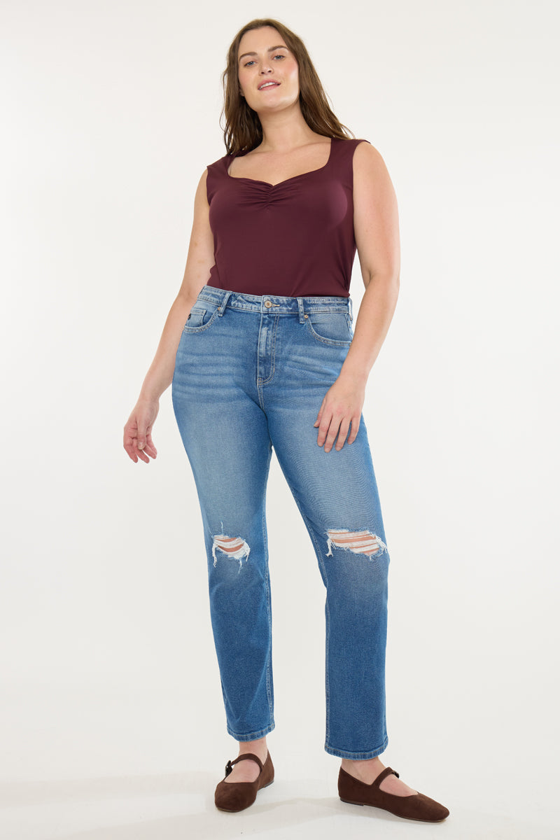 Buni High Rise Slim Straight Leg Jeans (Plus Size)
