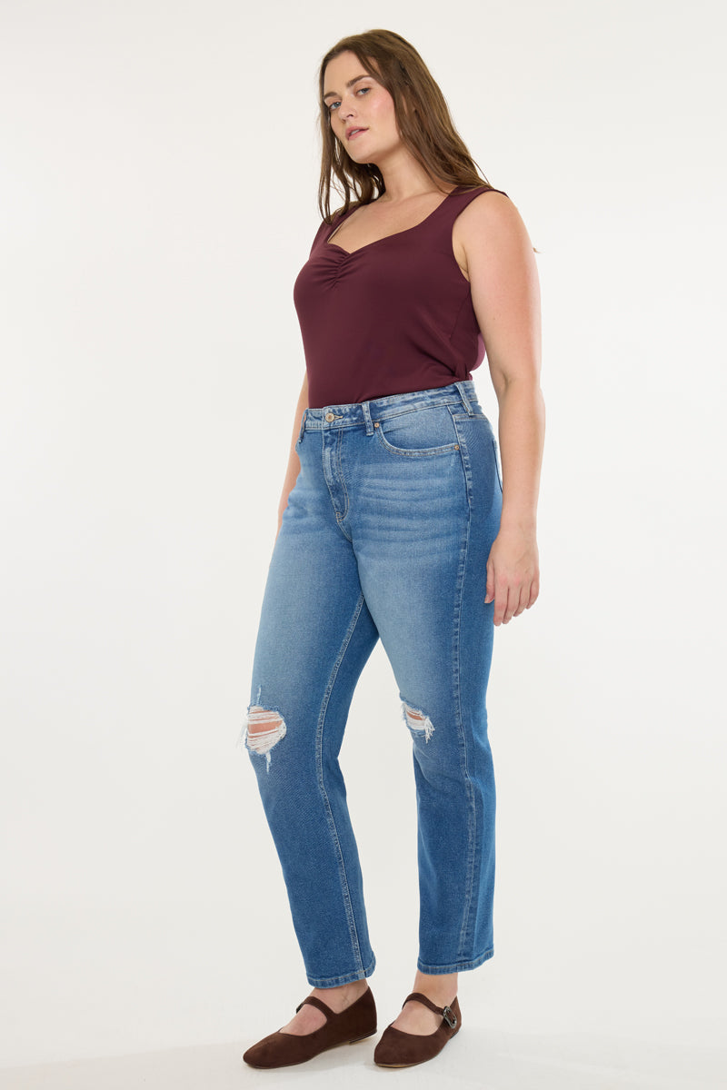 Buni High Rise Slim Straight Leg Jeans (Plus Size)