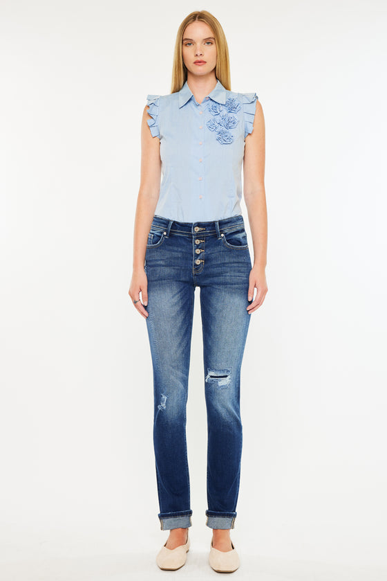 Eternity Mid Rise Slim Straight Leg Jeans - Official Kancan USA
