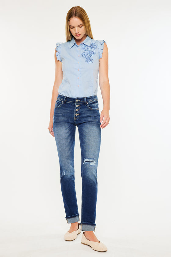 Eternity Mid Rise Slim Straight Leg Jeans - Official Kancan USA
