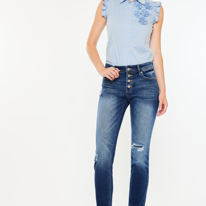 Eternity Mid Rise Slim Straight Leg Jeans - Official Kancan USA