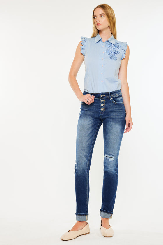 Eternity Mid Rise Slim Straight Leg Jeans - Official Kancan USA