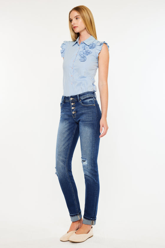 Eternity Mid Rise Slim Straight Leg Jeans - Official Kancan USA