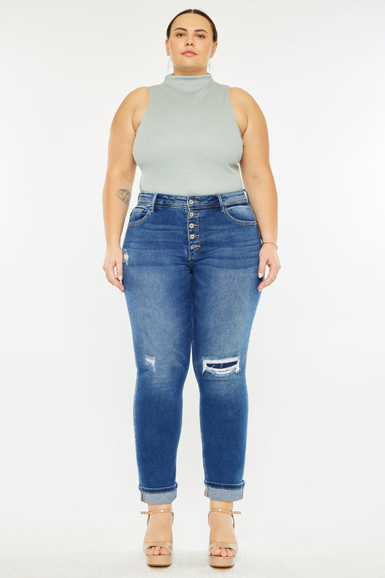 Klover  Mid Rise Slim Straight Leg Jeans (Plus Size) - Official Kancan USA