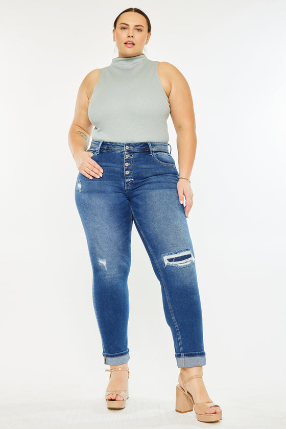 Klover  Mid Rise Slim Straight Leg Jeans (Plus Size) - Official Kancan USA