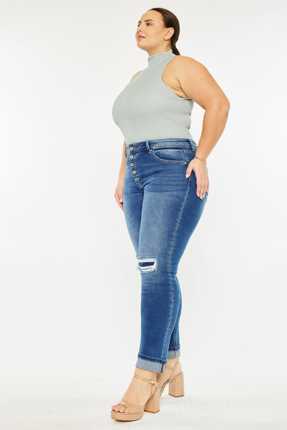 Klover  Mid Rise Slim Straight Leg Jeans (Plus Size) - Official Kancan USA