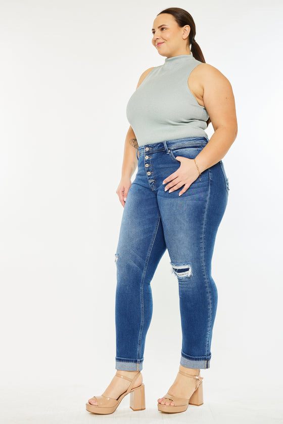 Klover  Mid Rise Slim Straight Leg Jeans (Plus Size) - Official Kancan USA