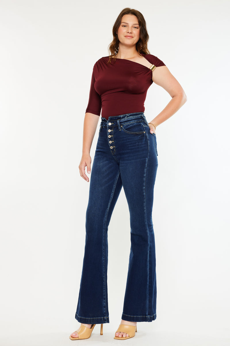 Blairen Ultra High Rise Flare Jeans- Curvy – Kancan USA