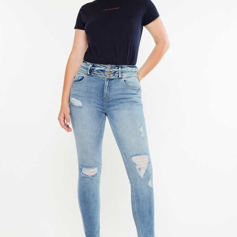 Simone Ultra High Rise Ankle Skinny Jeans - Curvy - Official Kancan USA