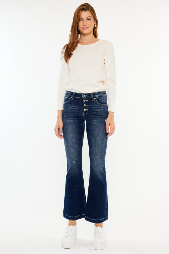 Saylor Mid Rise Flare Jeans (Petite) - Official Kancan USA