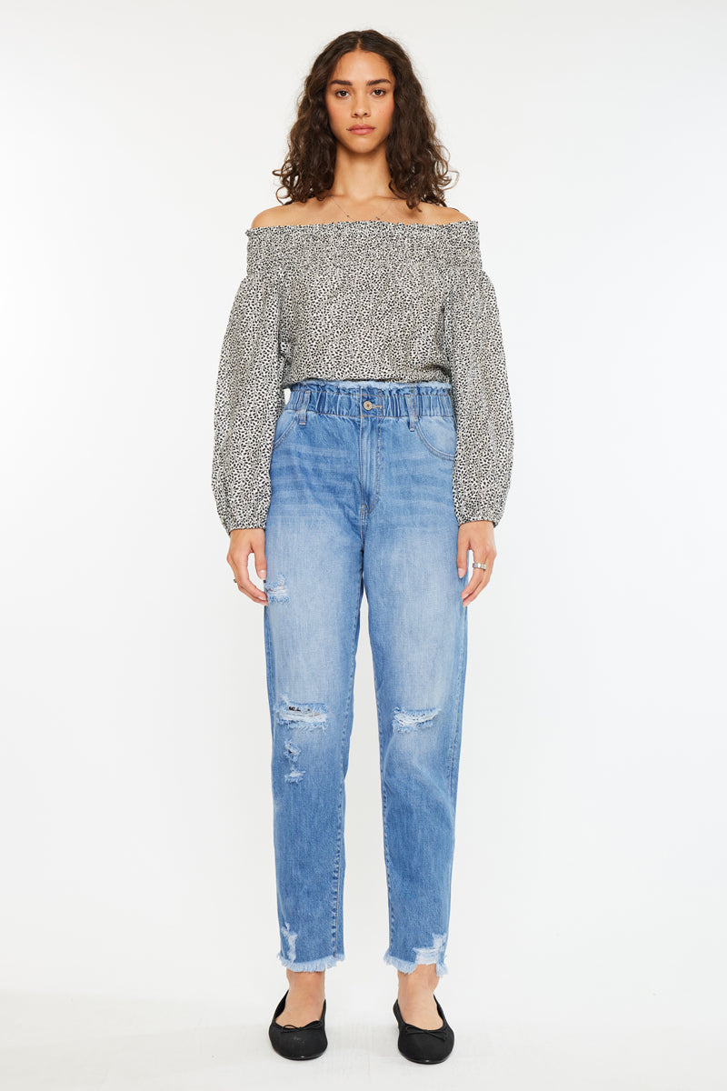 Angel Ultra High Rise Paperbag Mom Jeans - Official Kancan USA