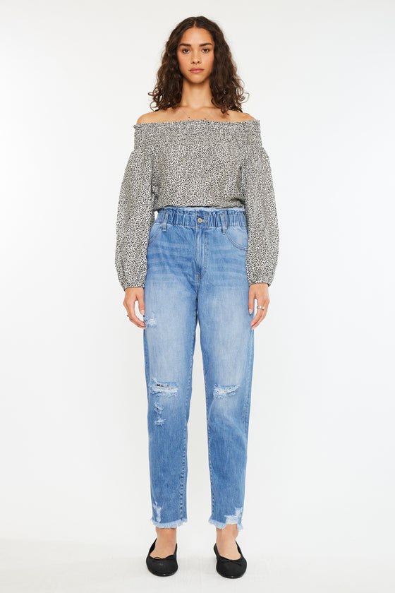 Angel Ultra High Rise Paperbag Mom Jeans