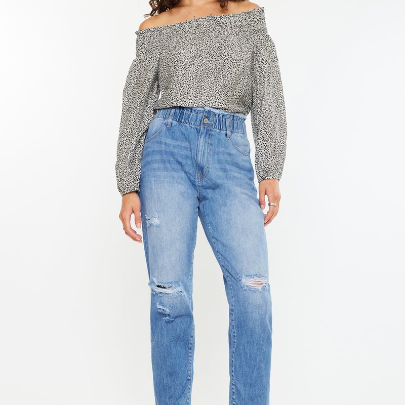 Angel Ultra High Rise Paperbag Mom Jeans - Official Kancan USA