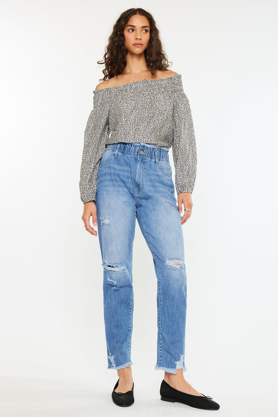 Angel Ultra High Rise Paperbag Mom Jeans