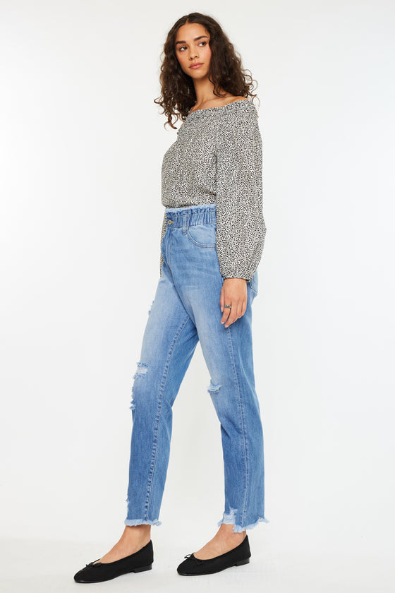 Angel Ultra High Rise Paperbag Mom Jeans