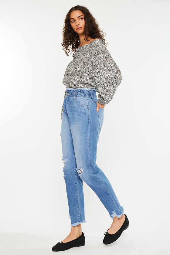 Angel Ultra High Rise Paperbag Mom Jeans