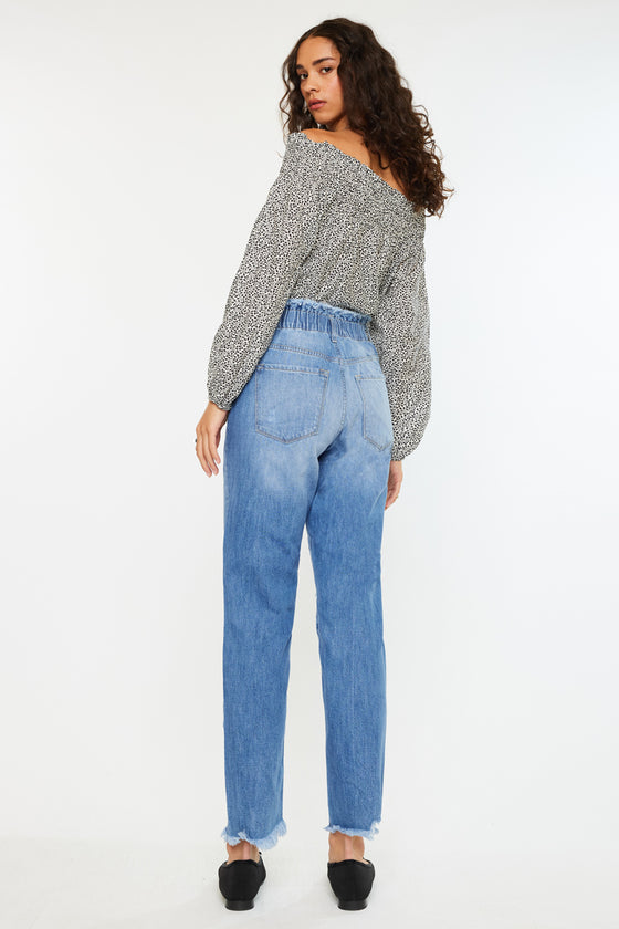 Angel Ultra High Rise Paperbag Mom Jeans