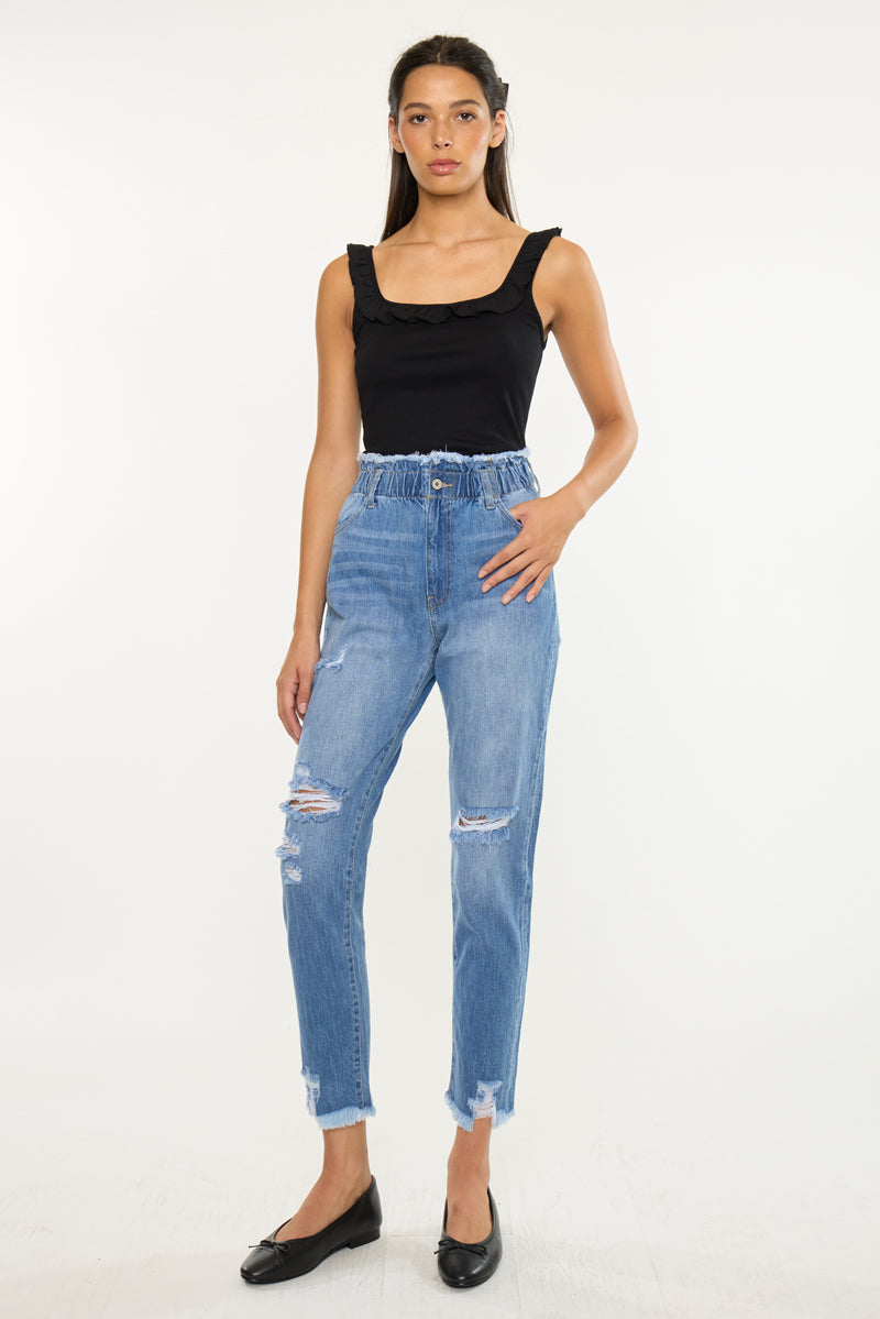 Angel Ultra High Rise Paperbag Mom Jeans