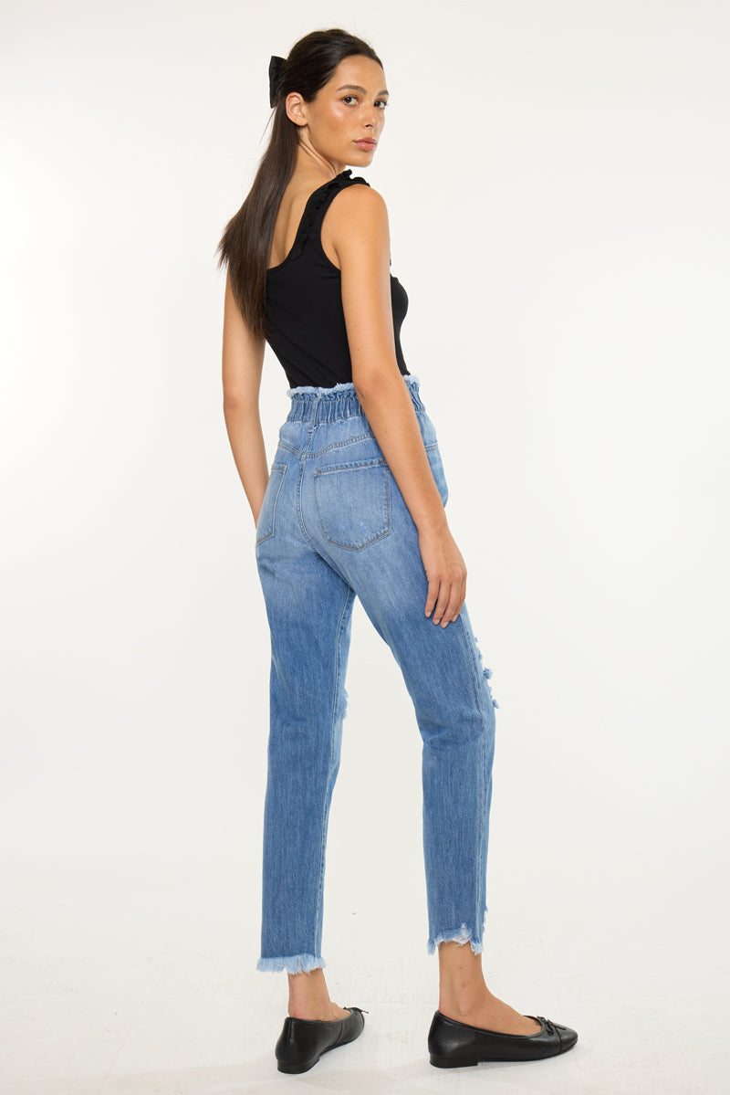 Angel Ultra High Rise Paperbag Mom Jeans