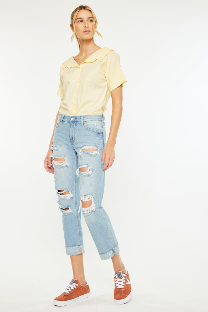 Delta Mid Rise Boyfriend Jeans – Kancan USA - Main Image