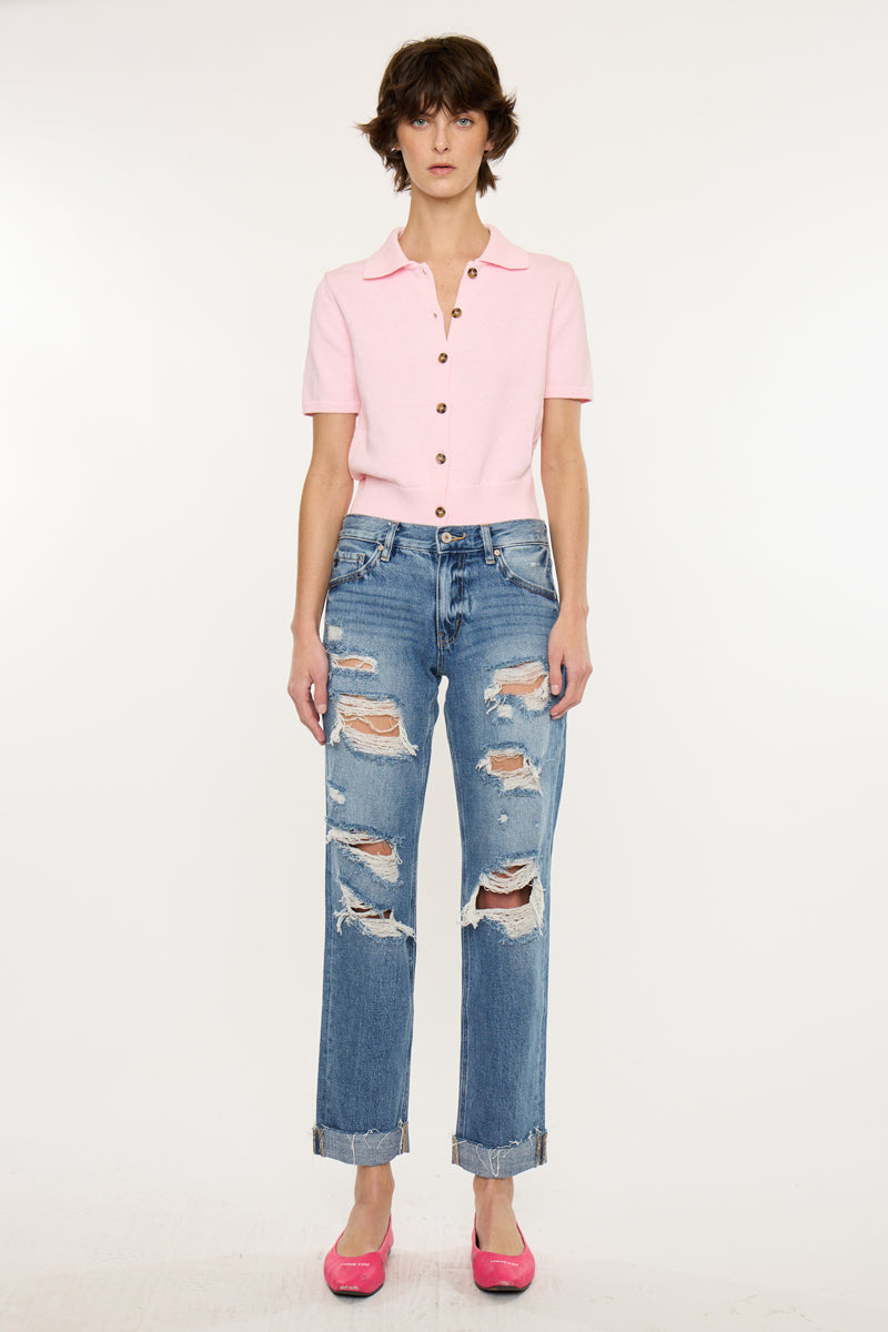 Delta Mid Rise Boyfriend Jeans - Official Kancan USA