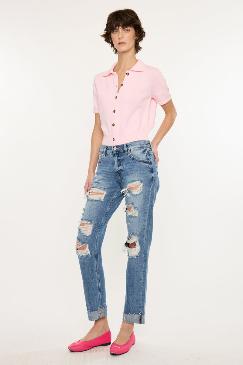 Delta Mid Rise Boyfriend Jeans - Official Kancan USA