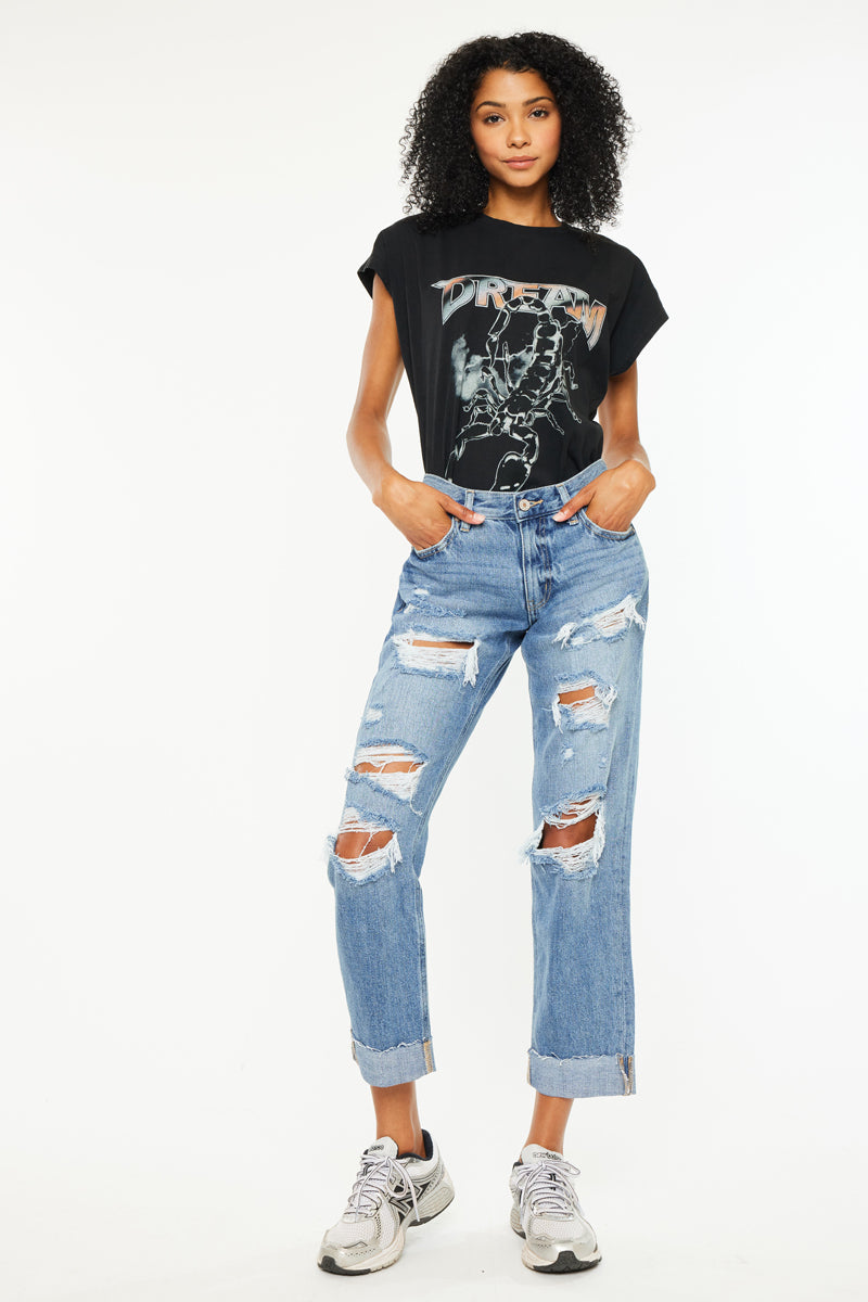 みょん Delta Mid Rise Boyfriend Jeans – Kancan USA