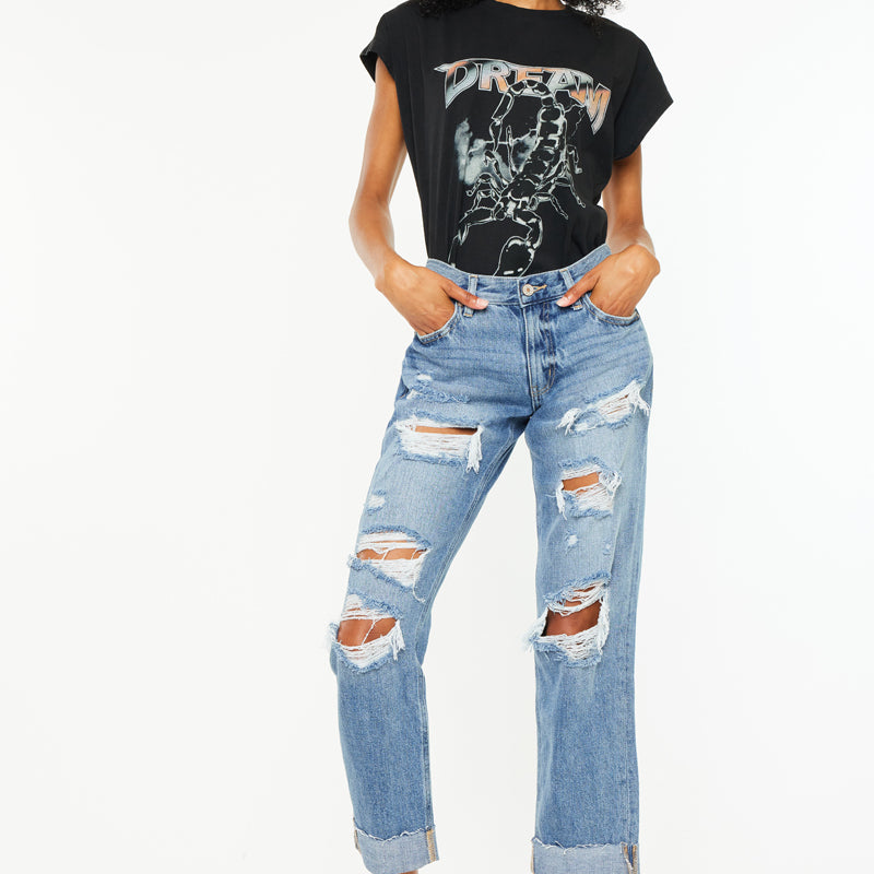 Delta Mid Rise Boyfriend Jeans - Official Kancan USA
