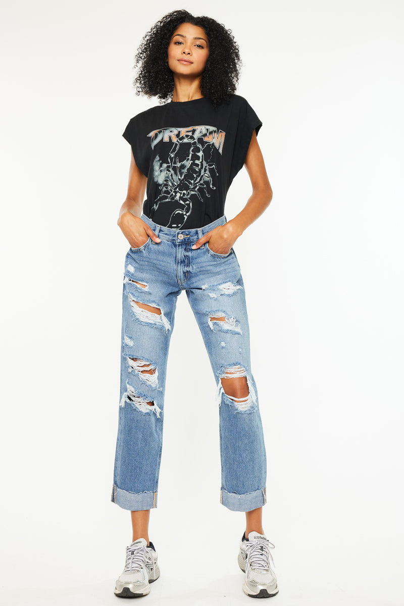 Delta Mid Rise Boyfriend Jeans - Official Kancan USA
