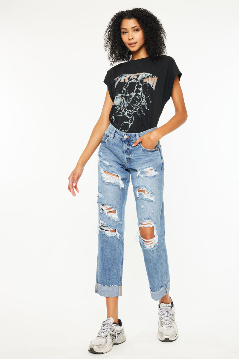 Delta Mid Rise Boyfriend Jeans - Official Kancan USA