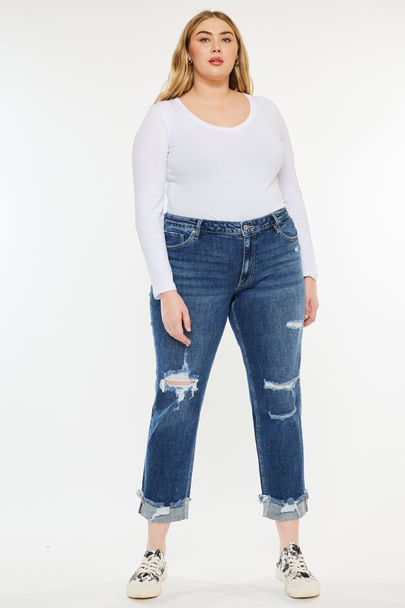 Nelly Mid Rise Boyfriend Jeans (Plus Size) - Official Kancan USA