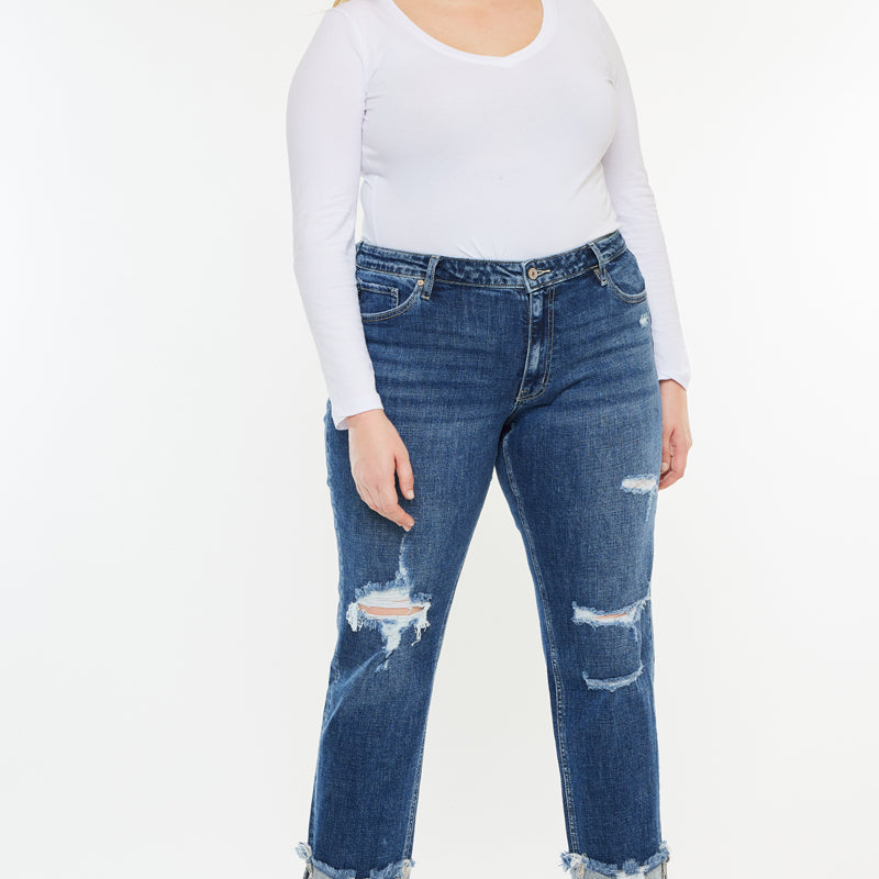 Nelly Mid Rise Boyfriend Jeans (Plus Size) - Official Kancan USA