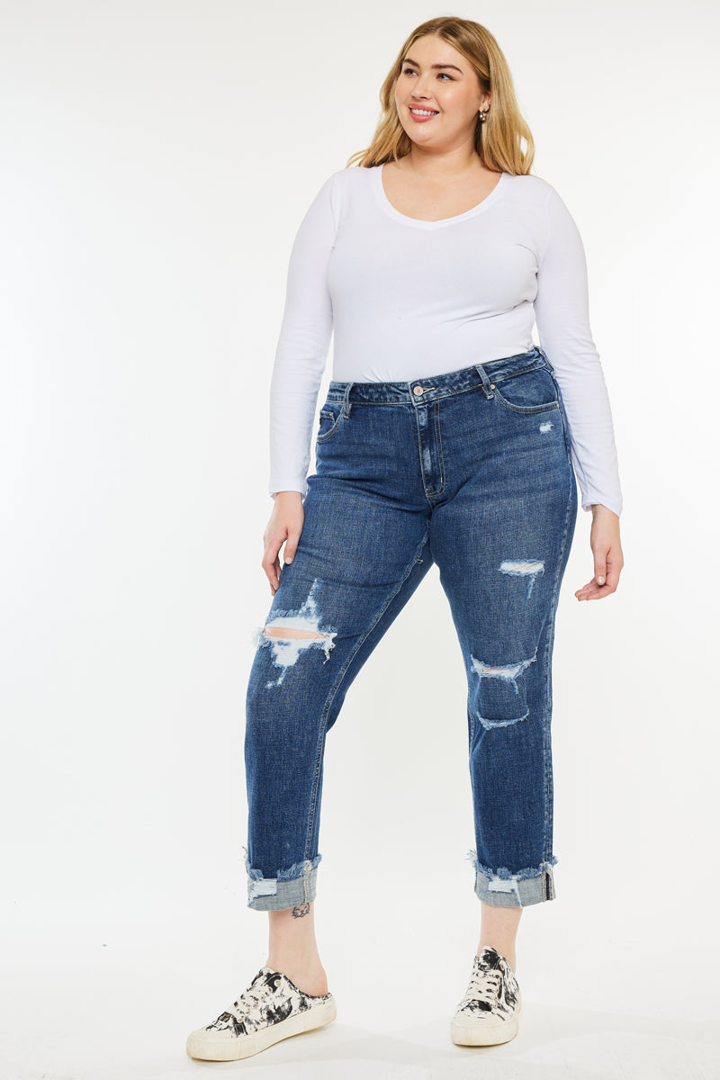 Nelly Mid Rise Boyfriend Jeans (Plus Size) - Official Kancan USA