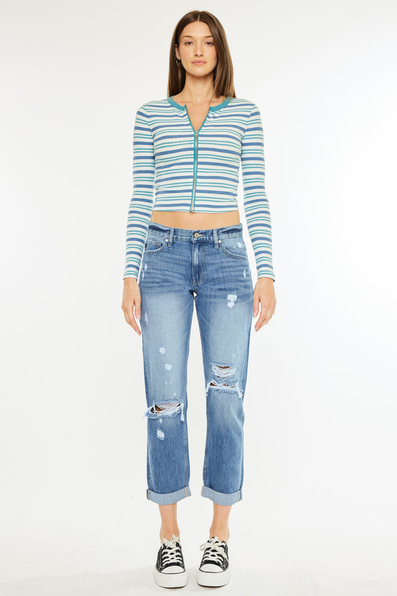 Lowell Mid Rise Classic Boyfriend Jeans - Official Kancan USA