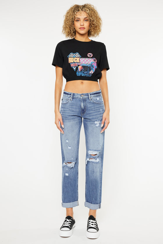 Lowell Mid Rise Classic Boyfriend Jeans - Official Kancan USA