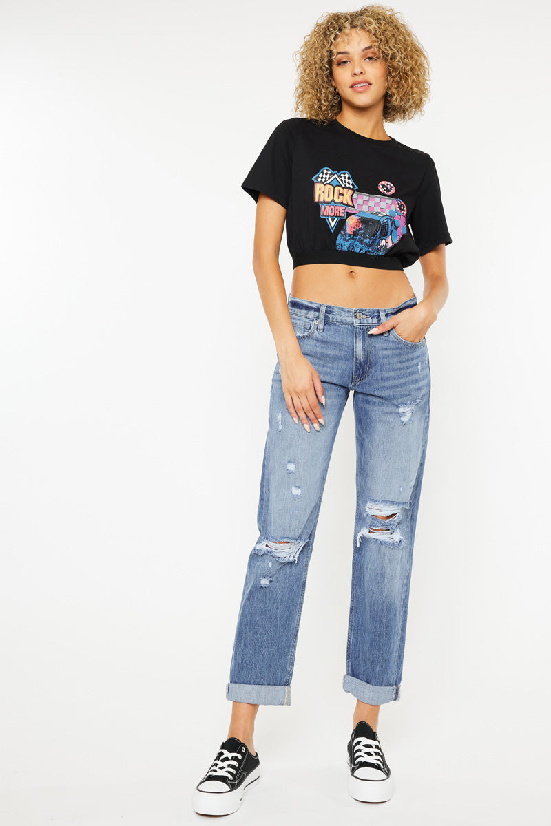 Lowell Mid Rise Classic Boyfriend Jeans - Official Kancan USA