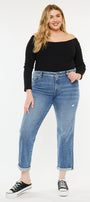 Yvonne  Mid Rise Slim Boyfriend Jeans (Plus Size) - Official Kancan USA