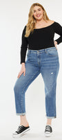 Yvonne  Mid Rise Slim Boyfriend Jeans (Plus Size) - Official Kancan USA