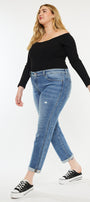 Yvonne  Mid Rise Slim Boyfriend Jeans (Plus Size) - Official Kancan USA