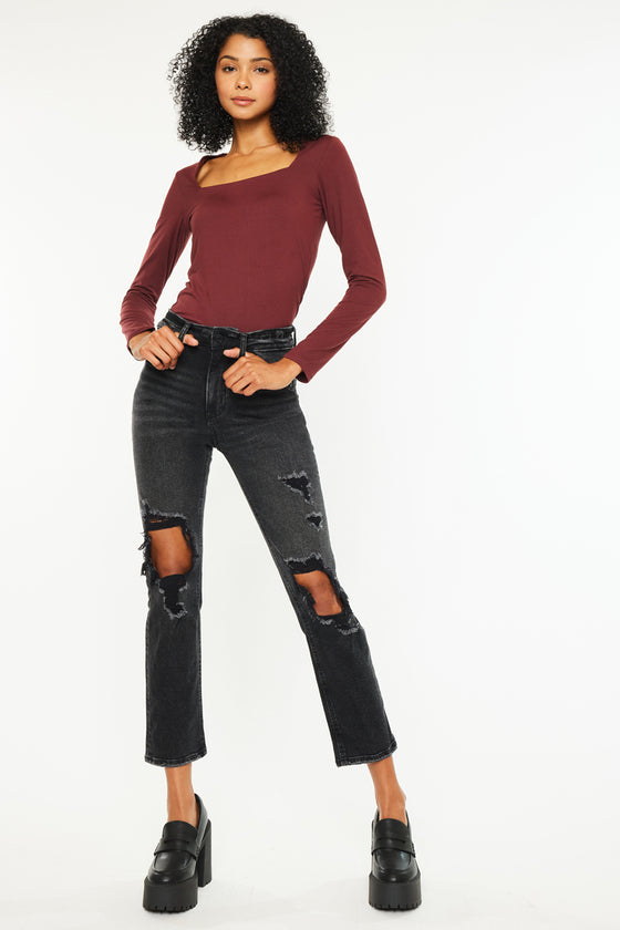 Norrine High Rise Slim Straight Leg Jeans - Official Kancan USA